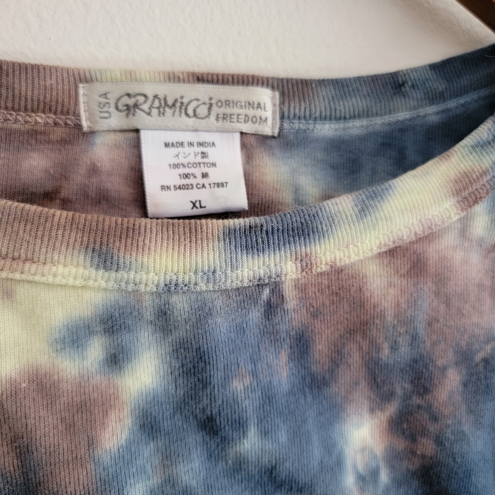 Gramicci Tie Dye Long Sleeve Boho Hippie Festival Tee Shirt XL fits like M - Picture 2 of 5